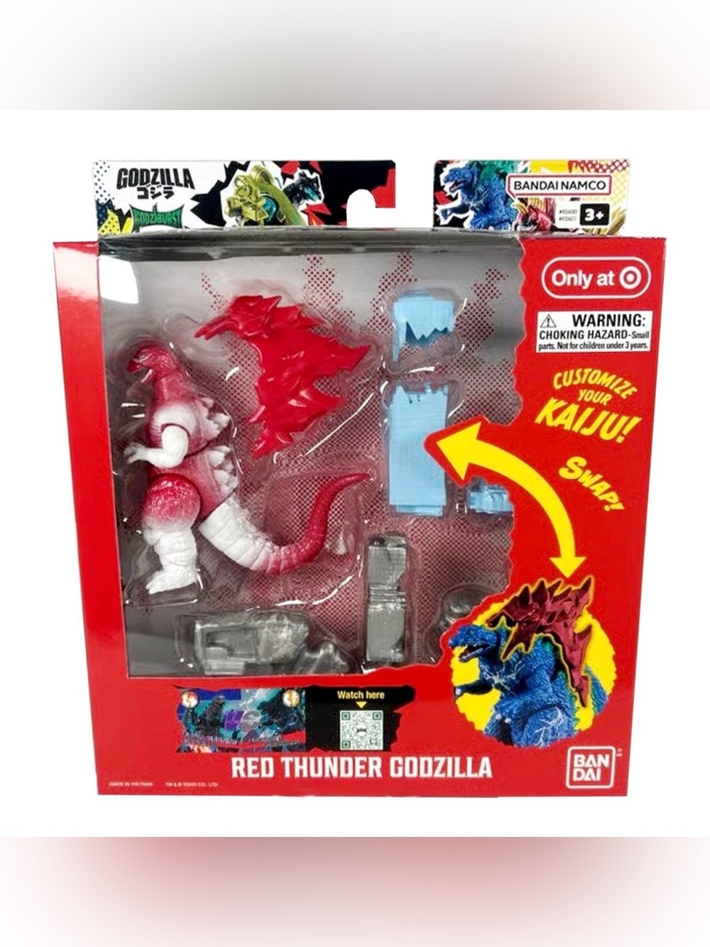 Godziburst Red Thunder Godzilla Bandai Namco 3.75" Action Figure New in Box